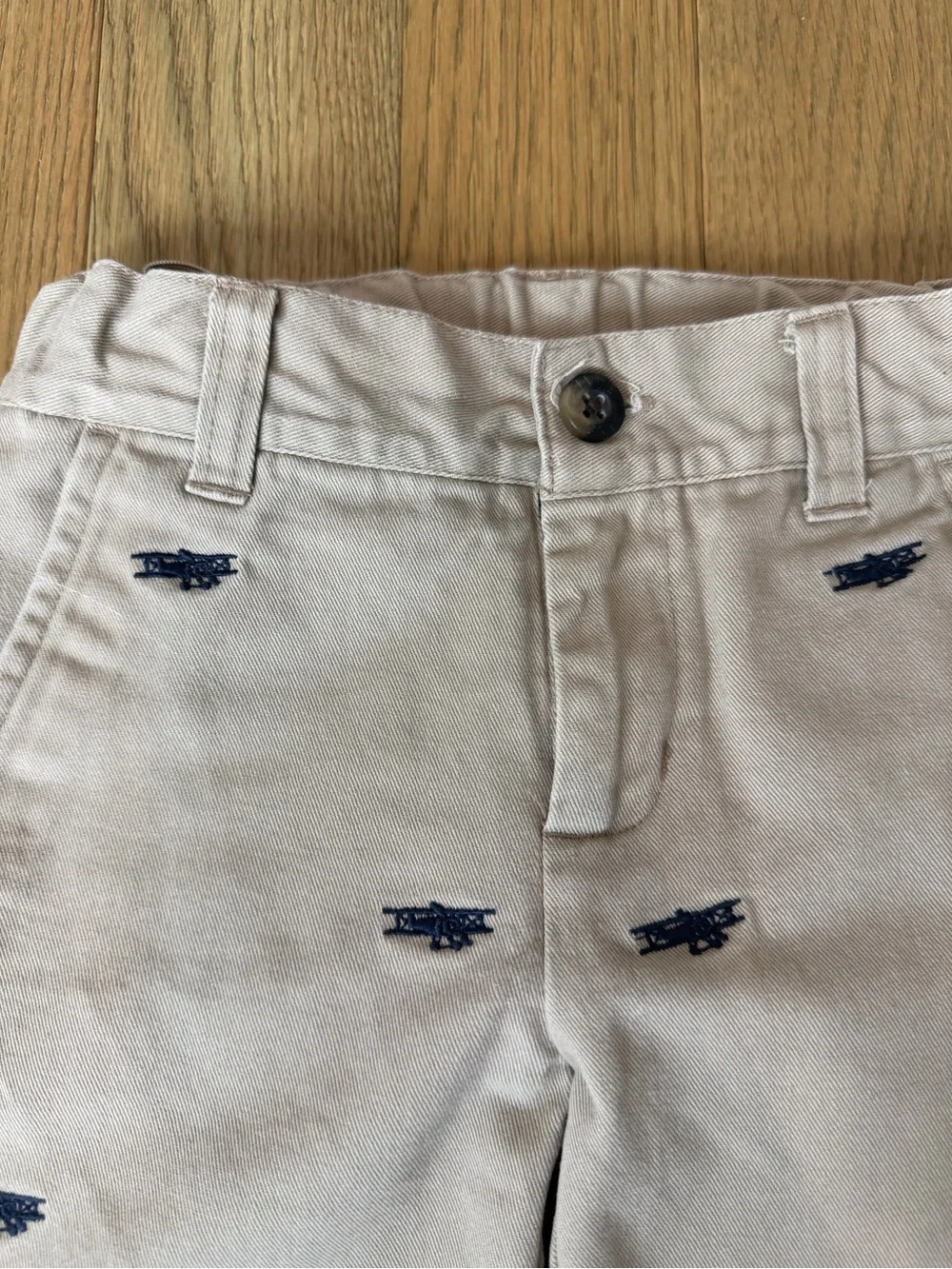 Janie and Jack Boys Khaki Airplane Embroidered Chino Pants Size 4